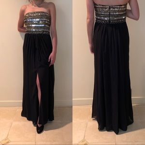 Aidan Mattox Black Strapless Sequin Dress